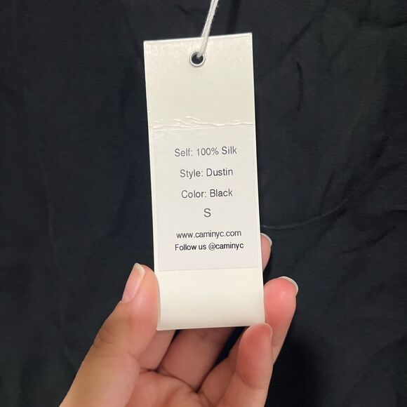 CAMI NYC Flare Lace Sleeve Silk Blouse in Black - Picture 8 of 14